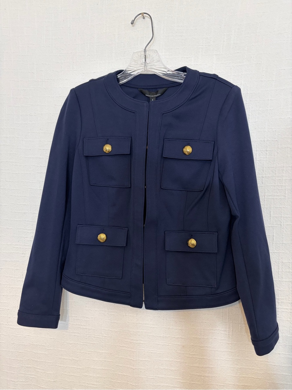 White House Black Market Women's Navy Short Jacket w/ Pockets size 6